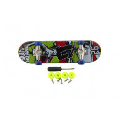 Skateboard prstový skrutkovacie plast 9cm s doplnkami mix farieb na karte 12,5x17x3cm