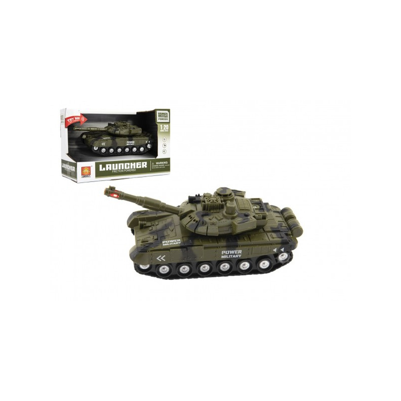 Tank plast 20cm na zotrvačník na batérie so svetlom so zvukom v krabici 24x16x11cm