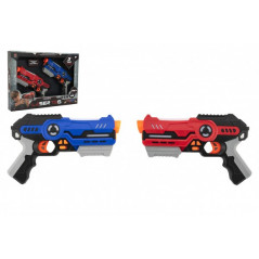 Pištoľ 2ks laser game plast 25cm na batérie so zvukom so svetlom v krabici 46x33x6cm