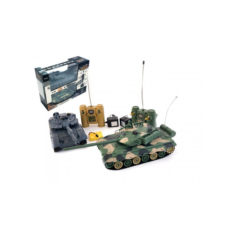 Tank RC 2ks 33cm + dobíjacia pack tanková bitka so zvukom sa svetlom v krabici 42x32x14cm