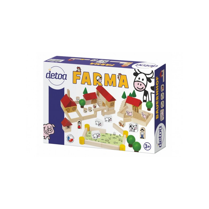 Farma stavebnice drevo 100ks v krabici 30x20x6cm