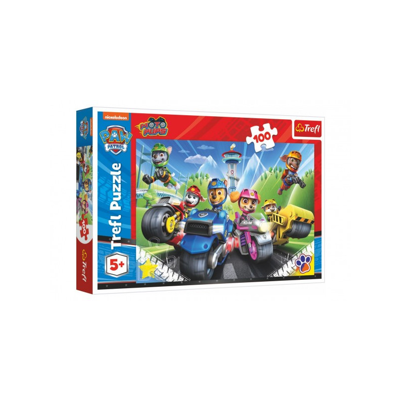 Puzzle Tlapková patrola na motorkách/Paw patrol 100 dielikov 41x27,5cm v krabici 29x19x4cm