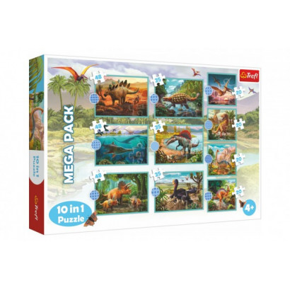 Puzzle 10v1 Zoznámte sa so všetkými dinosaurami v krabici 40x27x6cm