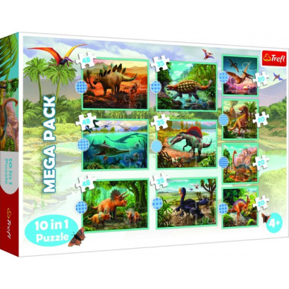 Puzzle 10v1 Zoznámte sa so všetkými dinosaurami v krabici 40x27x6cm