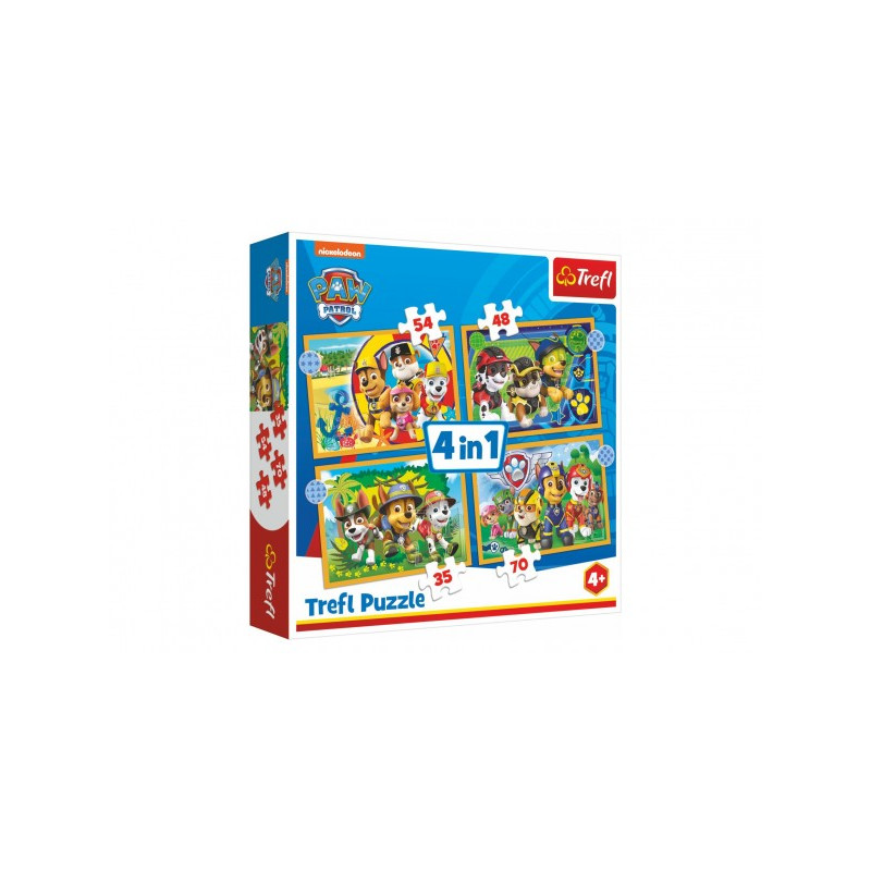 Puzzle 4v1 Prázdniny Tlapková Patrola / Paw Patrol 28,5x20,5cm v krabici 28x28x6cm