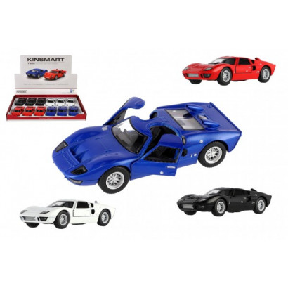 Auto Kinsmart 1966 Ford GT40 MKII kov/plast 13cm 4 farby na spätné natiahnutie 12ks v boxe