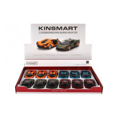 Auto Kinsmart Lamborghini Sián FKP 37 kov/plast 13cm 4 farby na spätné natiahnutie 12ks v boxe