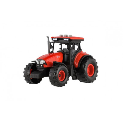 Traktor Zetor plast 9x14cm na zotrvačník na bat. so svetlom so zvukom v krabici 18x12x10,5cm