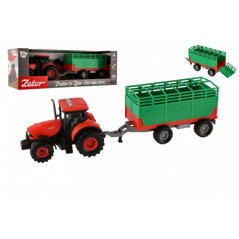 Traktor Zetor s vlekom plast 36cm na zotrvačník na bat. so svetlom so zvukom v krabici 39x13x13cm