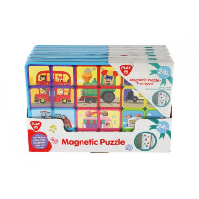 Puzzle magnetické doskové doprava plast vo fólii 30x20x1cm 12ks v boxe 24m+