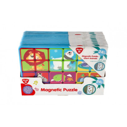 Puzzle magnetické doskové zvieratá plast vo fólii 30x20x1cm 12ks v boxe 24m+