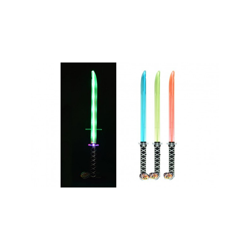 Meč svietiaci plast 66cm na batérie so zvukom so svetlom 3 farby