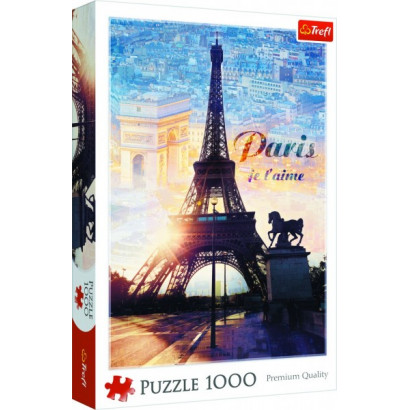 Puzzle Paríž o súmraku 1000 dielikov 48x68, 3cm v krabici 27x40x6cm