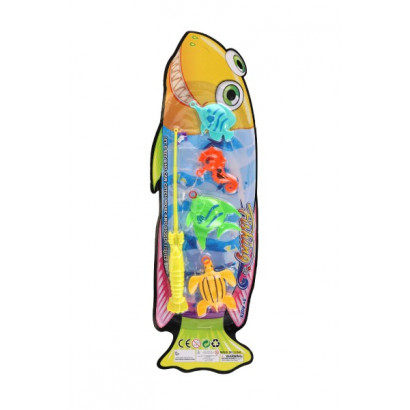 Hra ryby/rybár s prútom 26cm plast 5 farieb na karte 15,5x49x2cm