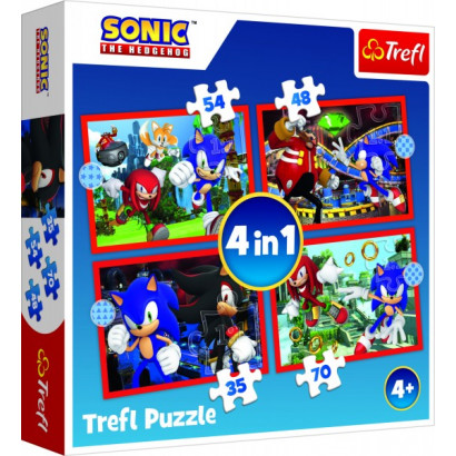 Puzzle 4v1 Sonic/Sonic The Hedgehog 28,5 x20, 5cm v krabici 28x28x6cm