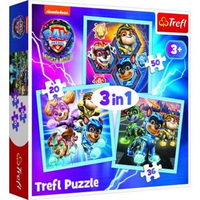 Puzzle 3v1 Mocné šteňatá Tlapková patrola / Paw Patrol 20x19,5cm v krabici 28x28x6cm