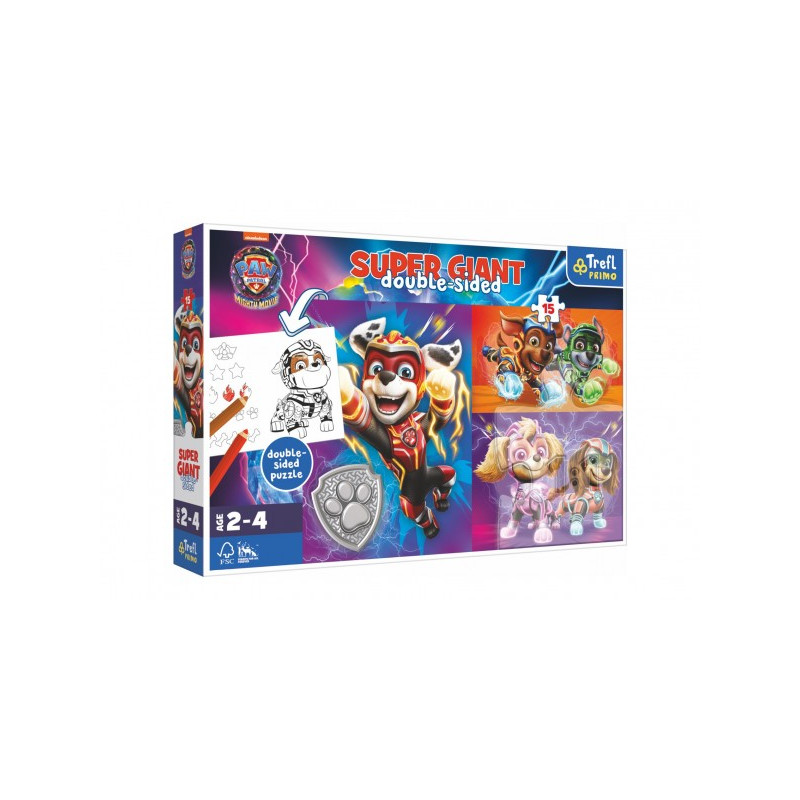 Puzzle GIANT obojstranné Skvelý tím Tlapkové patroly / Paw patrol 15 dielikov v krab. 40x27cm 24m+