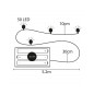 LED reťaz Nano - 5m, 50LED, 8-funkcií, ovládač, 3xAA, IP44, studená biela