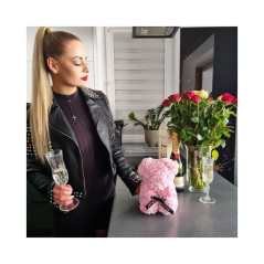 Medvedík z ruží 30 cm, ružový SPRINGOS ROSE BEAR