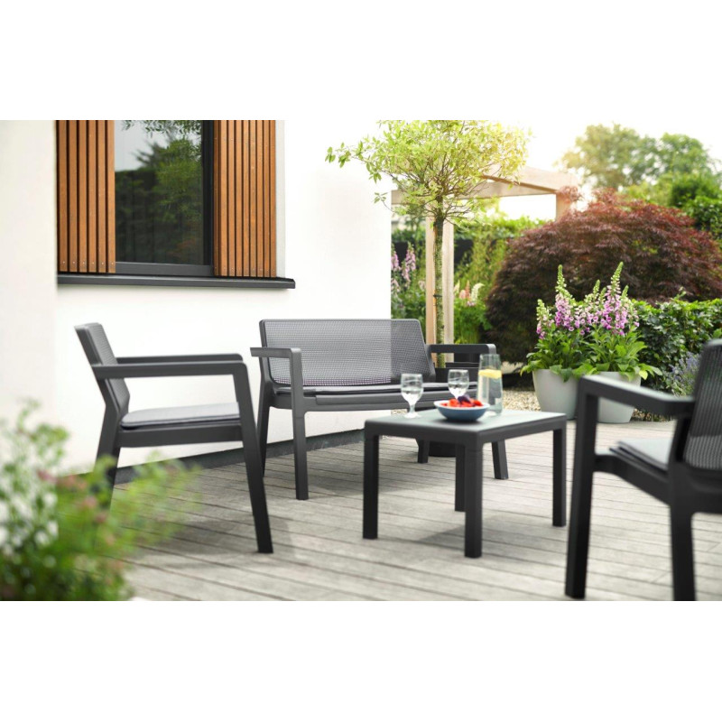 Záhradný nábytok Emily Patio Set so sedákmi grafitová