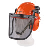 Bezpečnostná prilba s ochranou tváre testovaná podľa EN 397 / EN 352-1 / klasifikácia OOP podľa (EU) 2016/425. Oranžová škrupina prilby pre maximálnu viditeľnosť. Systém nastavenia veľkosti pre optimálne držanie prilby na hlave.