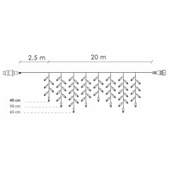 LED svetelný záves Cencúle - 22,5m, 500LED, IP44, teplá + studená biela + záblesky