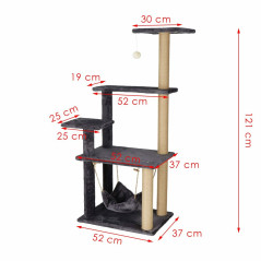 Škrabadlo pre mačky - Veža s hojdacím kreslom 5 poschodí 121 cm SPRINGOS PA1047