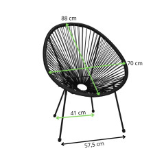 Ratanové záhradné kreslo čierne SPRINGOS LOA GF0085