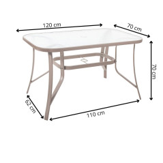 Záhradný stôl 120x70, tmavo béžový SPRINGOS TOSCANA GF0075