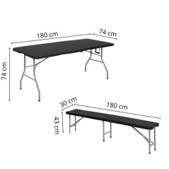 Pivný set pre 8 osôb, 180x75 cm, čierny SPRINGOS GF0098