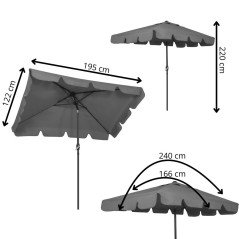 Záhradný slnečník 230 cm, tmavo šedý SPRINGOS PALMA GU0037