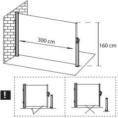 Bočná výsuvná markíza 300x160 cm SPRINGOS AW0003 svetlo šedá