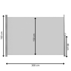 Bočná výsuvná markíza 300x160 cm SPRINGOS AW0003 svetlo šedá