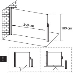 Bočná výsuvná markíza 350x180 cm SPRINGOS AW0006 svetlo šedá