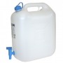 Kanister na vodu ECO 20L s vypúšťacím ventilom pre univerzálne použitie v práci aj na voľný čas z polyetylénu, odolného voči potravinám  (HD-PE). Tesnenia nie sú vhodné pre pohonné hmoty a chemikálie. S modrým ECO vekom so závitom.