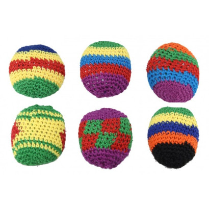 Hakysák loptička footbag 6cm háčkovaný textilné v sáčku 24ks v boxe