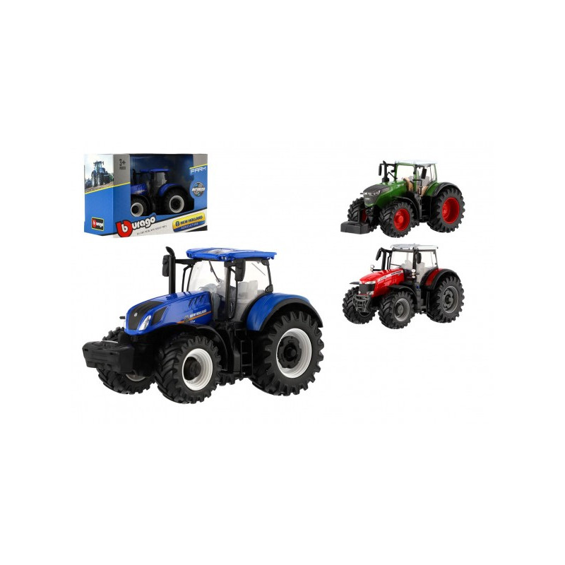 Traktor Bburago Fendt 1050 Vario / New Holland kov / plast 13cm 2 druhy v krabičke 15x11x8cm