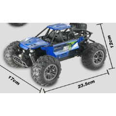 Auto RC buggy terénne modré 22cm plast 2,4GHz na batérie + dobíjacie pack v krabici 32x16x18cm