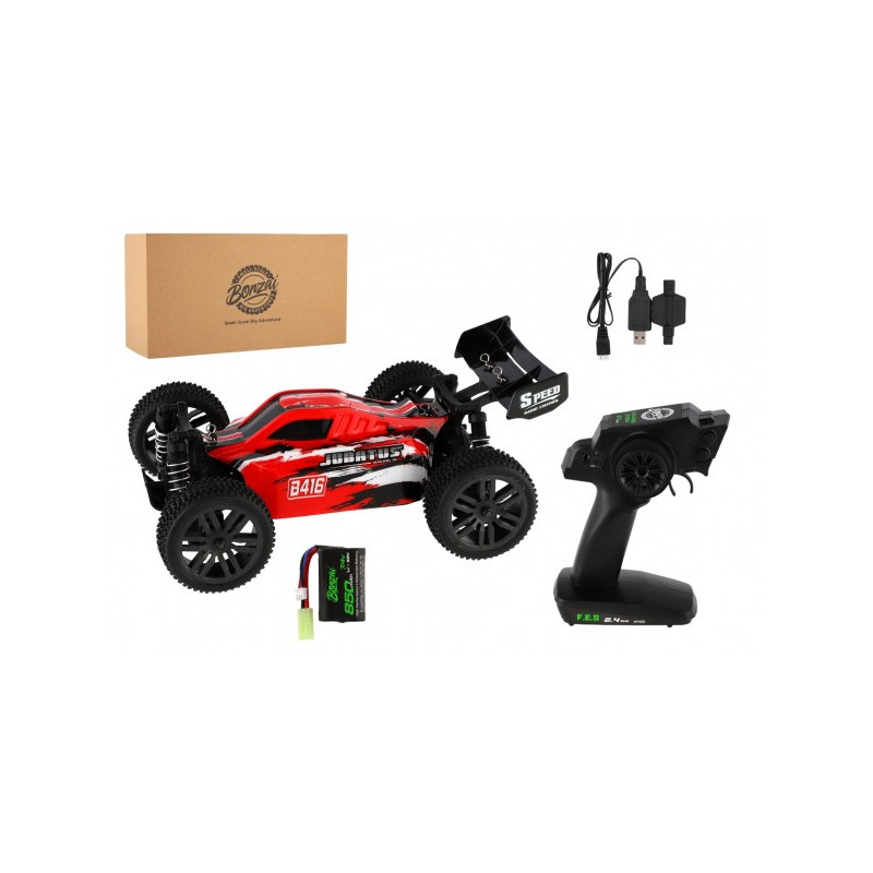 Auto RC Buggy Bonzai Jubatus terénne 30cm plast červené 2,4 GHz na bat.+2xdob. pack v krab. 40x14x21