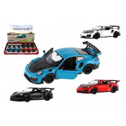 Auto Kinsmart Porsche 911 GT2 RS kov/plast 13cm 4 farby na spätné natiahnutie 12ks v boxe