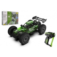 Auto RC buggy plast 22cm stavebnica 24MHz na batérie zelené v krabici 34x25x7cm