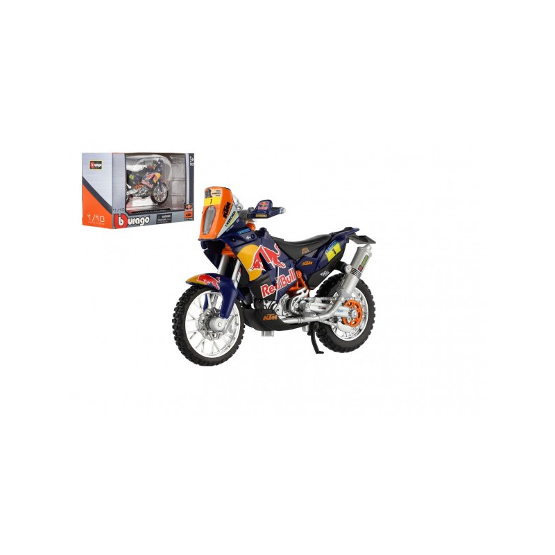 Motorka Bburago KTM 450 Rally (Dakar Rally) kov/plast 12cm v krabičke 17x11x7cm