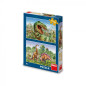 Puzzle 2v1 Súboj dinosaurov 2x48 dielikov 26x18cm v krabici 19x27,5x4cm