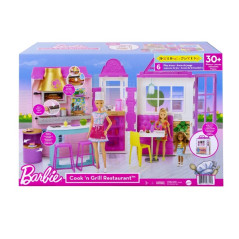 Barbie reštaurácia s doplnkami plast v krabici 46x32x14cm