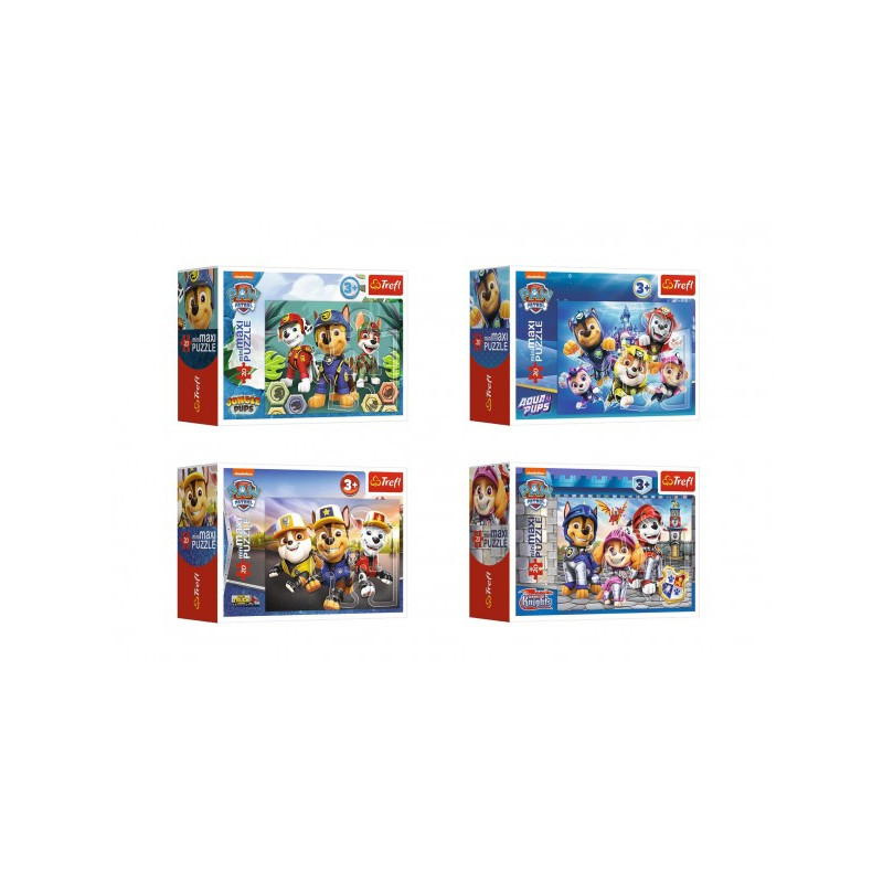 Minipuzzle miniMAXI 20 dielikov Tlapková patrola/Paw Patrol 4 druhy v krabičke 11x8x4cm 24ks v boxe