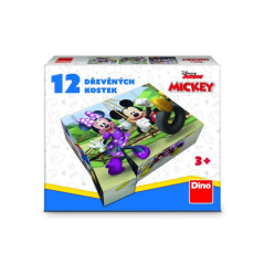 Kocky kubus Mickey a Minnie Disney drevo 12ks v krabičke 21x18x4cm