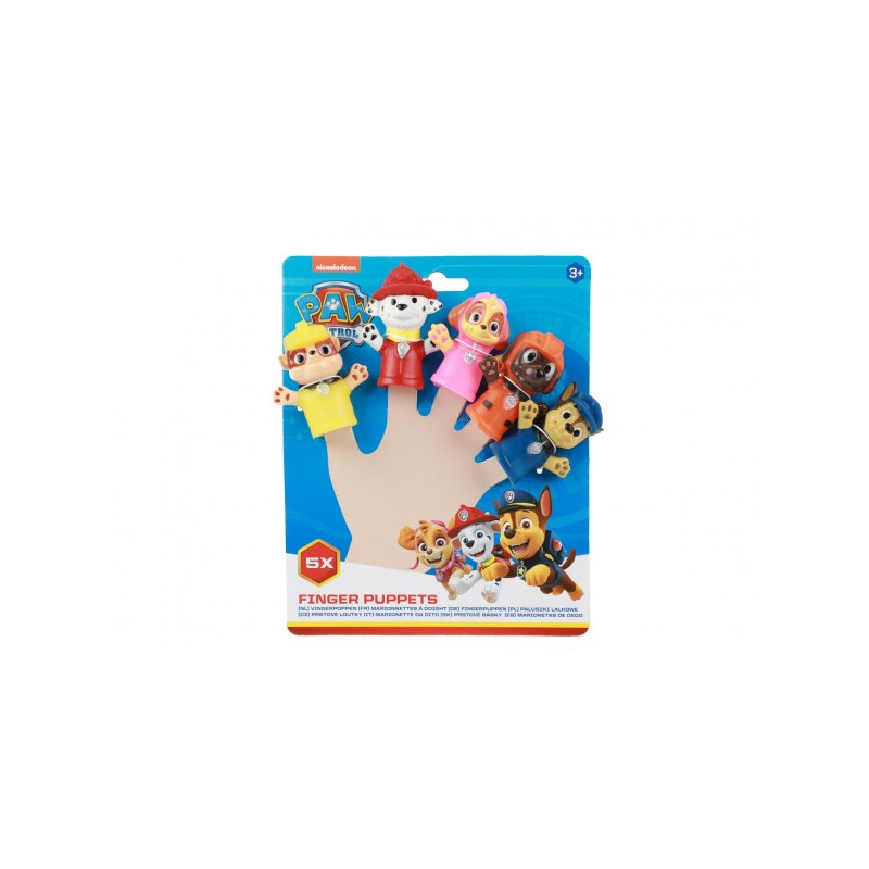 Maňuška prstová 5ks Tlapková patrola/Paw patrol guma 6cm na karte 16,5x20cm