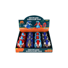 Dinosaurus/robot skladacie vajcia plast 11cm vo fólii 4 farby 12ks v boxe