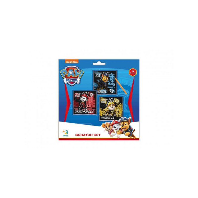 Škrabací obrázok 3ks farebný Tlapková patrola/Paw Patrol 20x20cm na karte