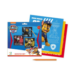 Škrabací obrázok 3ks farebný Tlapková patrola/Paw Patrol 20x20cm na karte